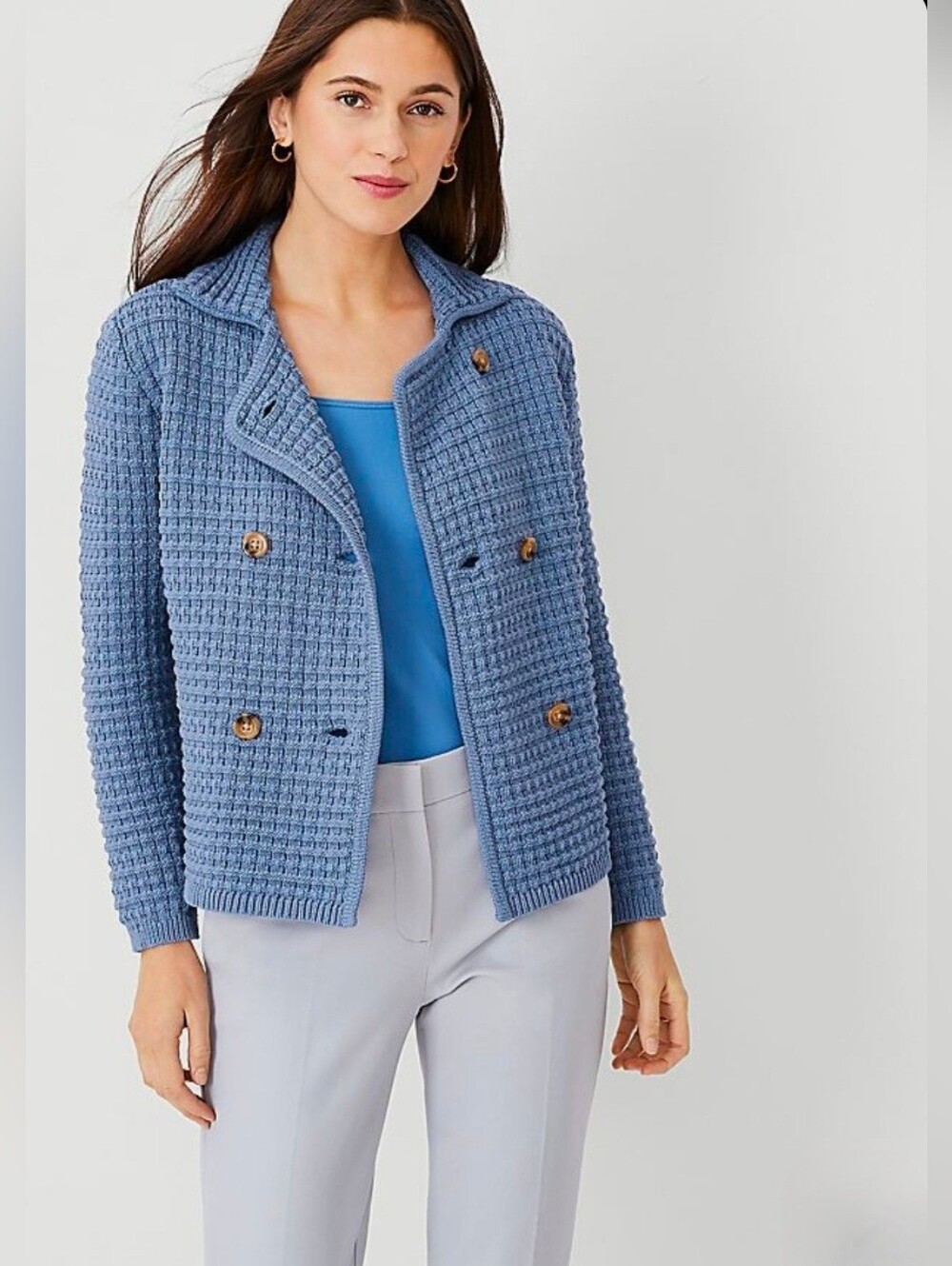 ❤️ ANN TAYLOR TEXTURED STITCH CARDIGAN SWEATER JACKET, MEDIUM